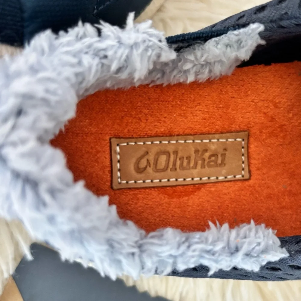 OLUKAI Mahiki Navy Sherpa-Trimmed Slipper Sneaker--7 - Picture 11 of 15